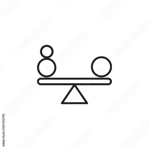 Seesaw Balance Diagram Icon Vector Representing Equilibrium, Weight Distribution, and Physics Concepts for Digital Artwork Editable Illustration Isolated on a White Background