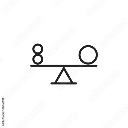 Balanced Weight Distribution Icon Vector Representing Equilibrium, Stability, and Comparative Measurement for Digital Artwork Editable Illustration Isolated on a White Background