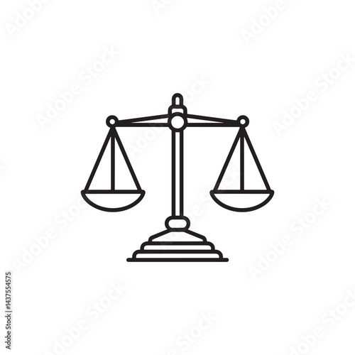 Balance Scale Icon Vector Representing Justice, Fairness, and Decision-Making for Digital Artwork Editable Illustration Isolated on a White Background