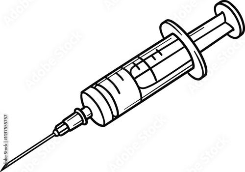 Medical Syringe in Detail: A close-up, detailed depiction of a medical syringe, highlighting the precision instrument of medical practices.
