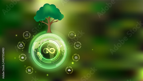 Sustainability and Green Technology Concept with Eco-Friendly Global Network