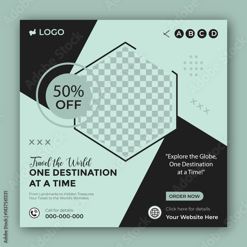 Tour and travel agency Instagram post or social media post web banner template design