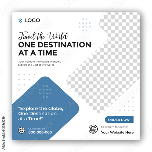 Tour and travel agency Instagram post or social media post web banner template design