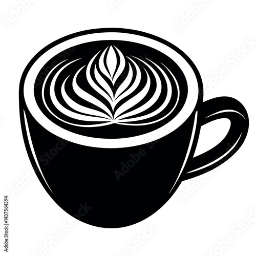 latte art coffee cup icon   on white background