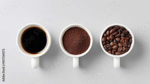 Minimalist Flat Lay of Coffee Cups and Beans