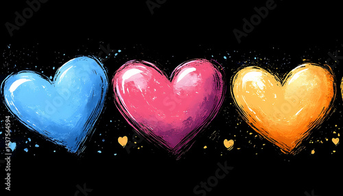 Four colorful hearts design
