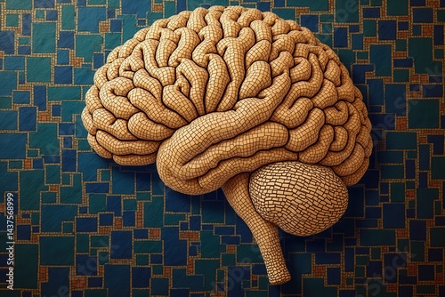 Mosaic brain art geometric background