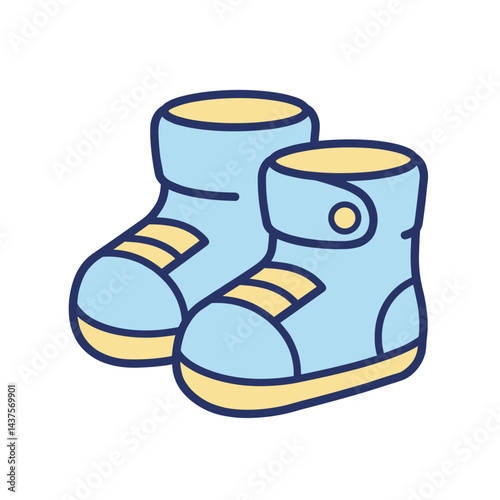 Blue baby boots icon illustration on a white background  