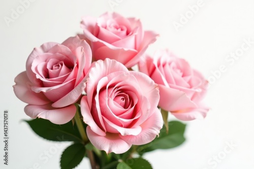 A cluster of blush pink roses isolated on white, macro, delicate, pretty