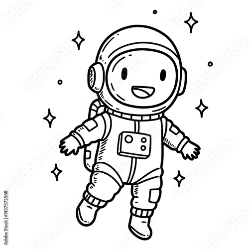 vector doodle illustration of an astronaut 