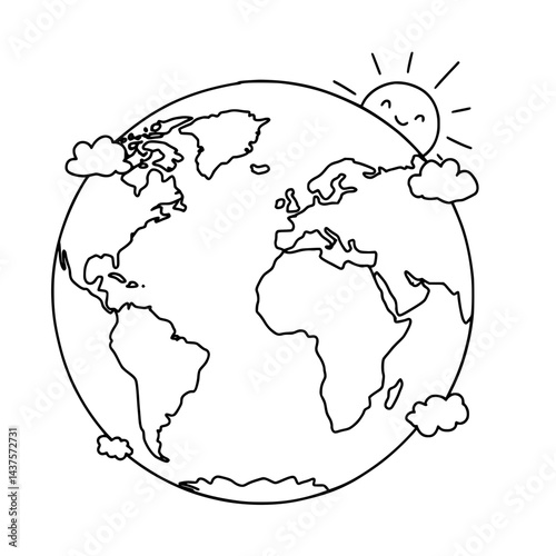 vector doodle illustration of a planet earth