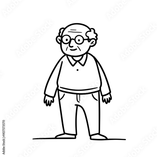 vector doodle illustration of a old aging man grandparent