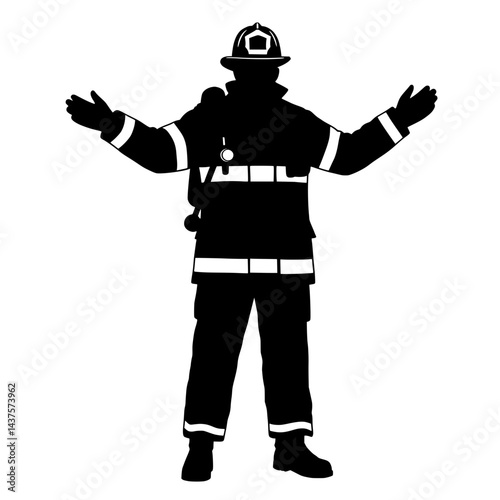 vector doodle illustration of a fireman
