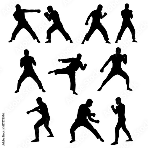 vector doodle illustration of a fighting poses
