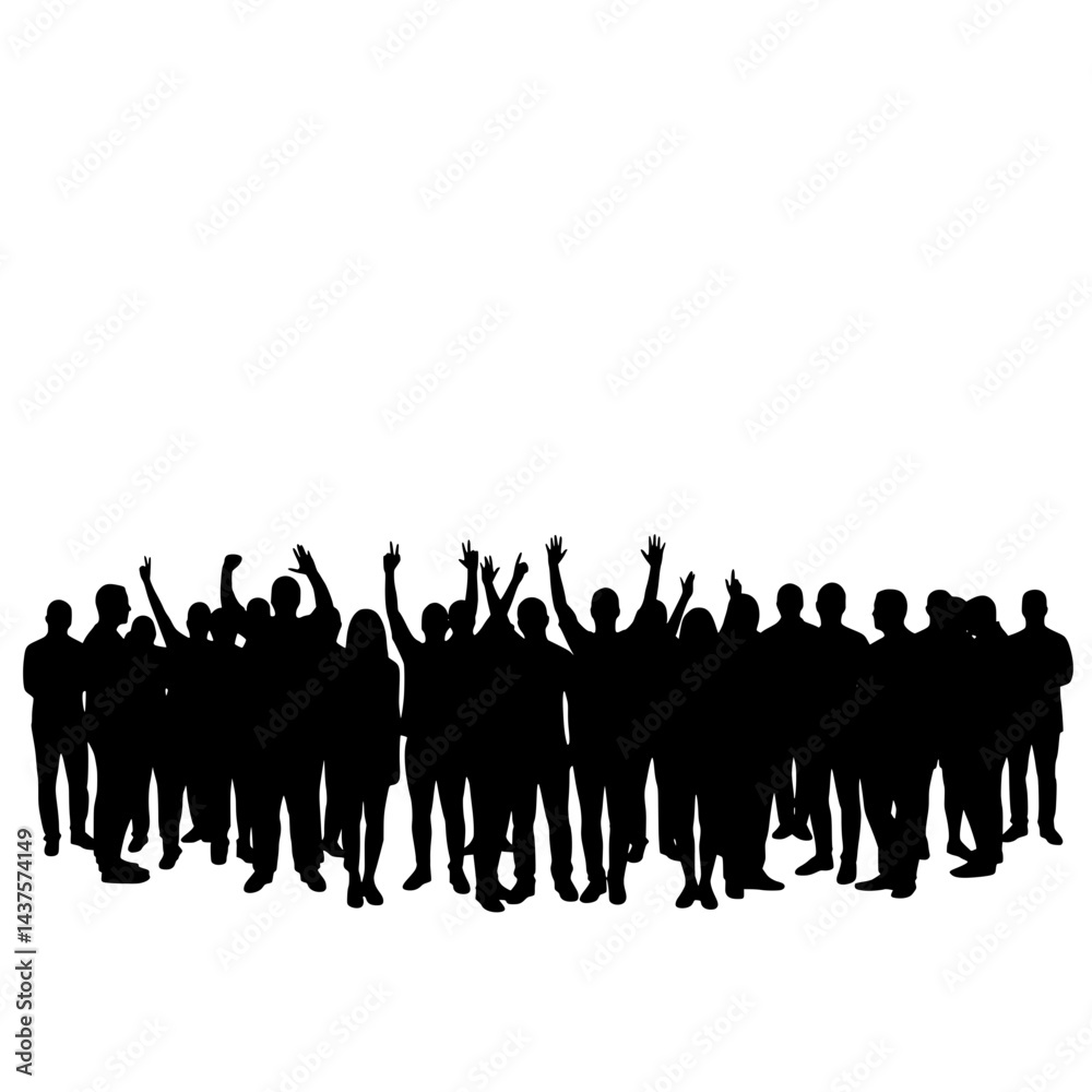 Naklejka premium vector doodle illustration of a crowd concert festival
