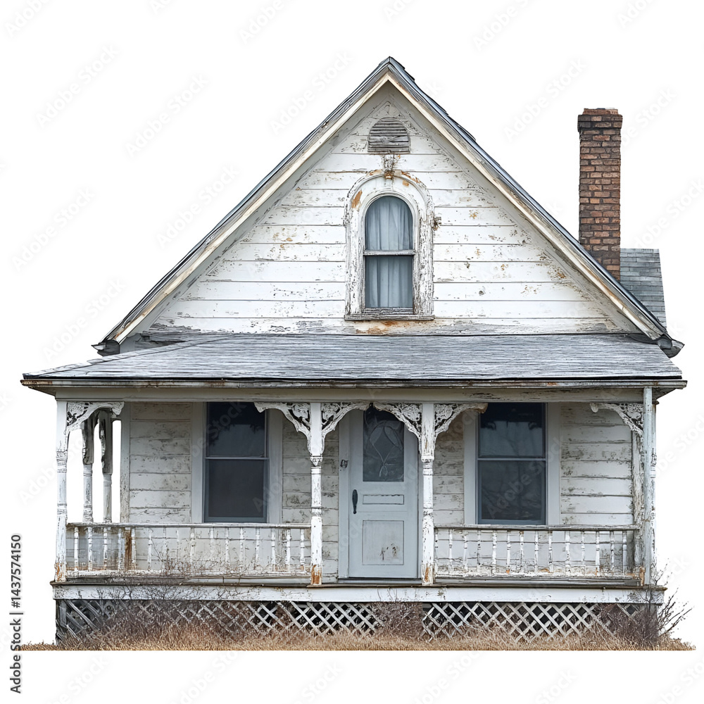 Naklejka premium Simple old house exterior front view