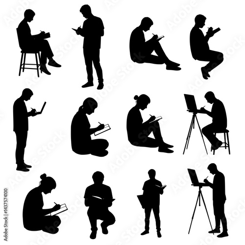vector doodle illustration of a writing pose