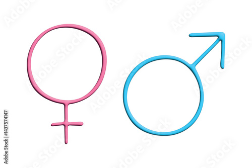 3d female and male gender identity icon Symbol used to represent sex and gender
