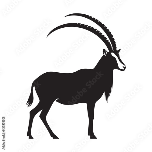 Sharp-edged addax silhouette tailored for professional graphic projects – addax silhouette – addax vector – addax illustration – silhouette of addax

