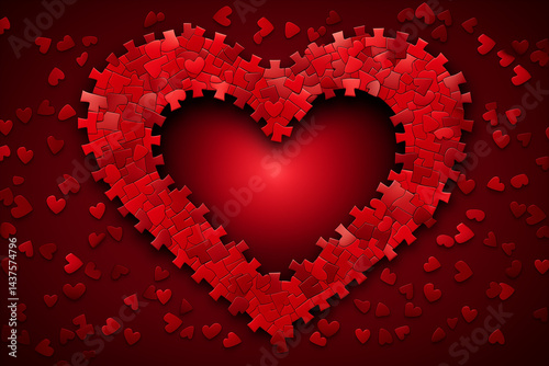 A heart-shaped puzzle border framing a central message or logo versatile banner layout for brands, events, or campaigns.