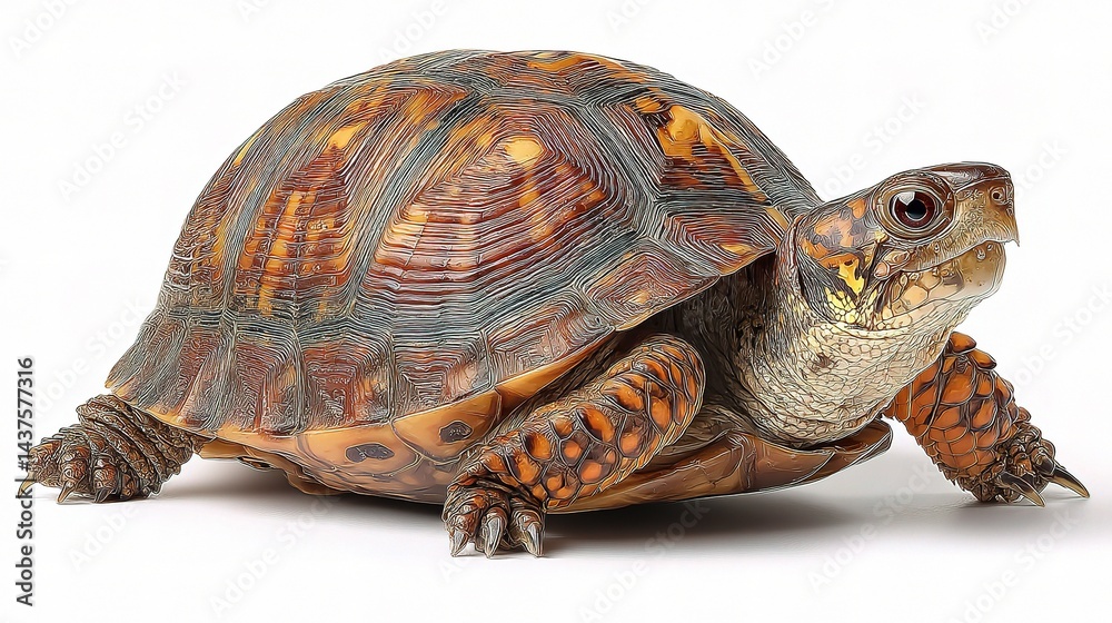 Fototapeta premium Detailed Profile of a Common Box Turtle Shell in Natural Setting