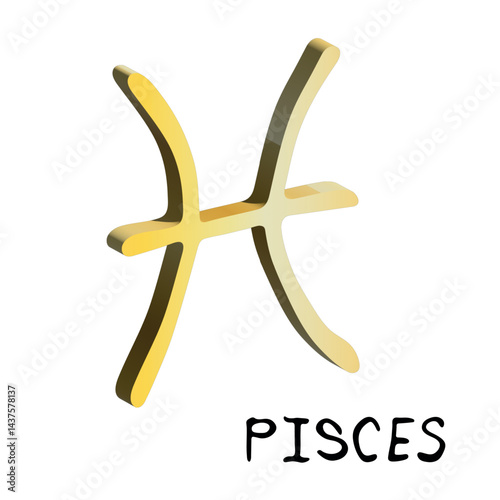 3d pisces zodiac sign Esoteric symbol Astrology clipart Element for design