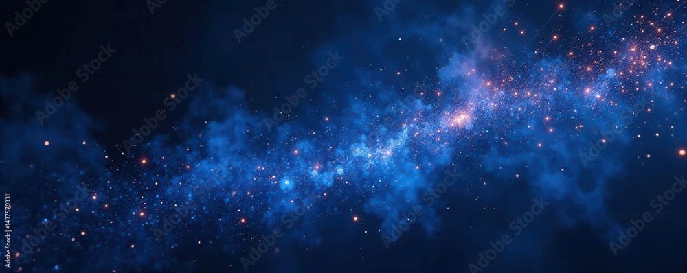 Naklejka premium Intricate blue firework trails illuminate the inky blackness , spectacle, autumn, bright