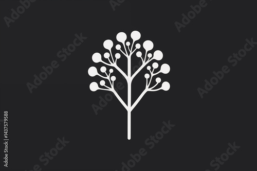 A stylized Yarrow flower head and leaf turned into a small icon or label element, minimal and modern.
