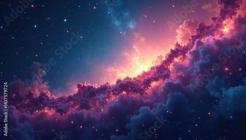 Intricate nebula wisps, deep space, ethereal glow , pink, outer space, shining