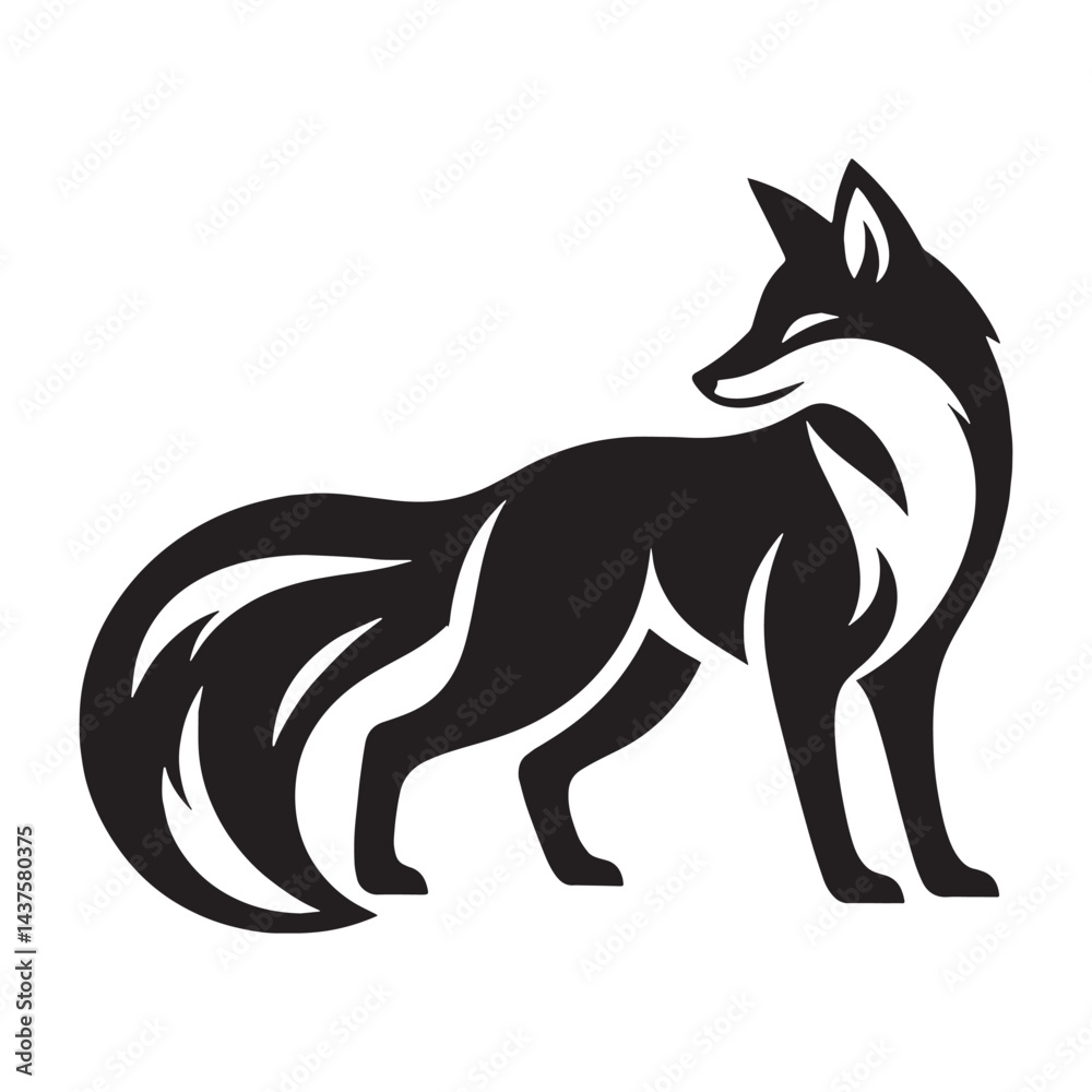 Obraz premium Simple and sleek fox silhouette tailored for versatile graphic uses – fox silhouette – fox vector – fox illustration – silhouette of fox