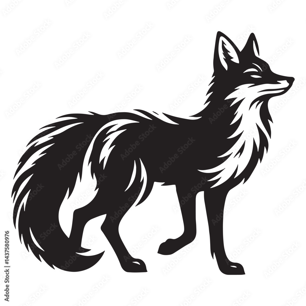 Obraz premium Clean-cut fox silhouette ideal for modern digital design – fox silhouette – fox vector – fox illustration – silhouette of fox