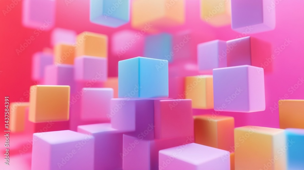 Obraz premium Pastel Cubes Abstract 3D Render