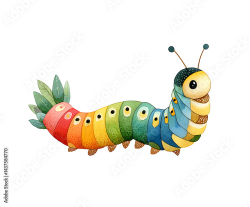 A whimsical, colorful caterpillar with striking patterns, showcasing a vibrant array of hues that capture the wonder of nature's creativity.