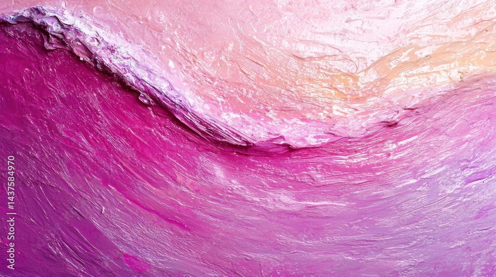 Fototapeta premium Abstract pink and purple wave-like texture with vibrant, swirling brushstrokes.