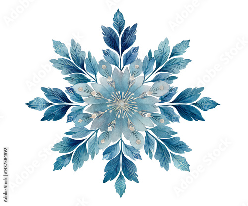 A beautiful blue floral design with delicate petals and vibrant leaves. Ideal for nature-themed projects, print materials, and decorative elements.