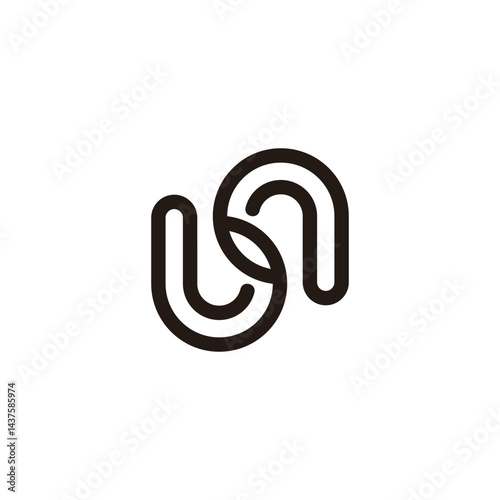letter bq stripes linked loop geometric logo vector