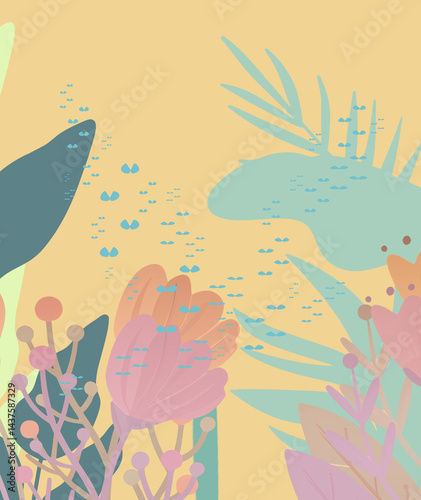 Sfondo tessuto con fiore e foglia