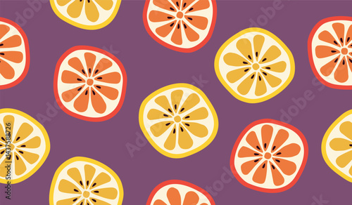 Cute orange fruits pattern background vector design