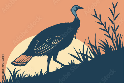  turkey silhouette vector illustration. 