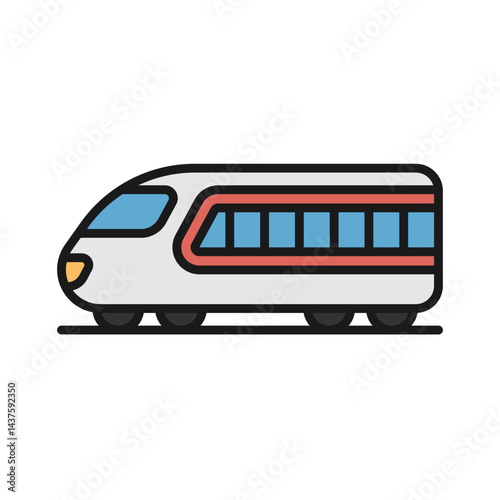 Train vector icon in solid line style, simple and minimalist transport vehicle icon