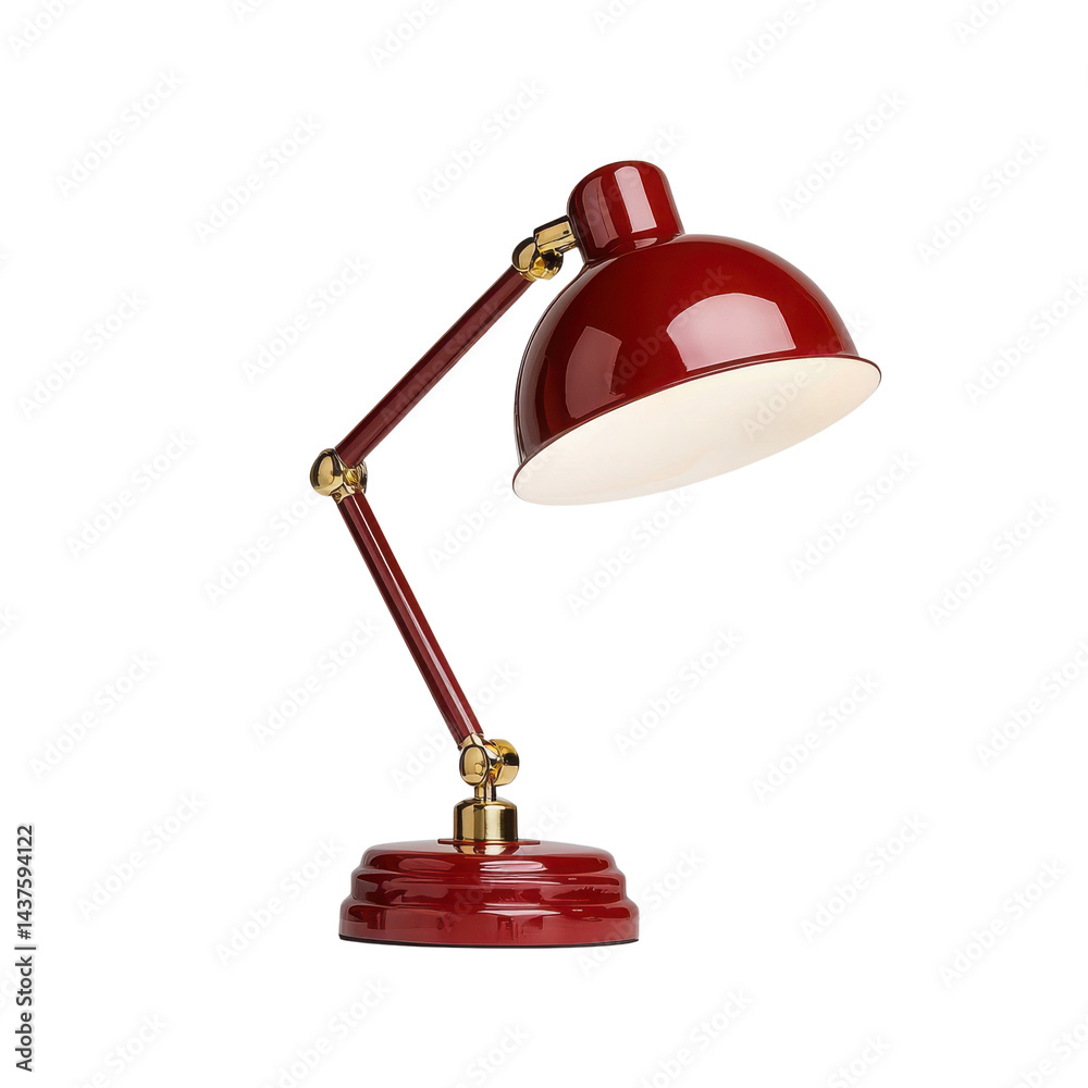 A stylish red desk lamp with a sleek design for modern home decor and workspace.