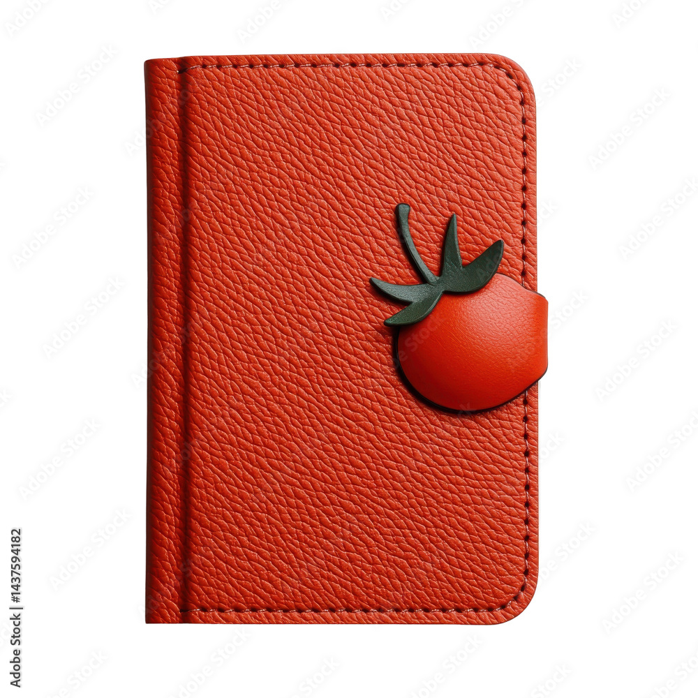 Stylish red wallet with a tomato design, perfect for everyday use and organization.