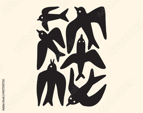 Beautiful and unique contemporary bird wings abstract plant poster art. vector flying motifs