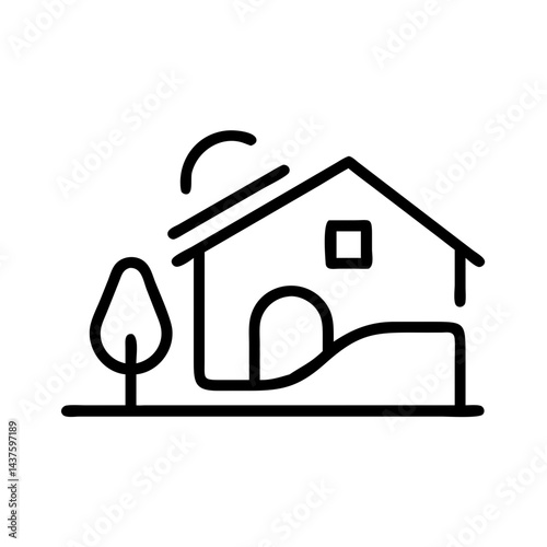 Simple house icon, black lines, for websites