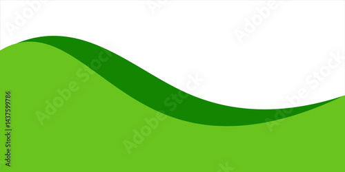Abstract White and Green wave wide background banner.