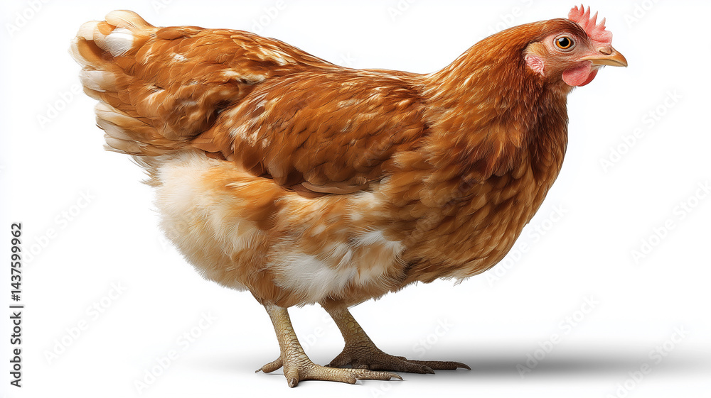 Fototapeta premium Brown Chicken Hen Isolated On White Background