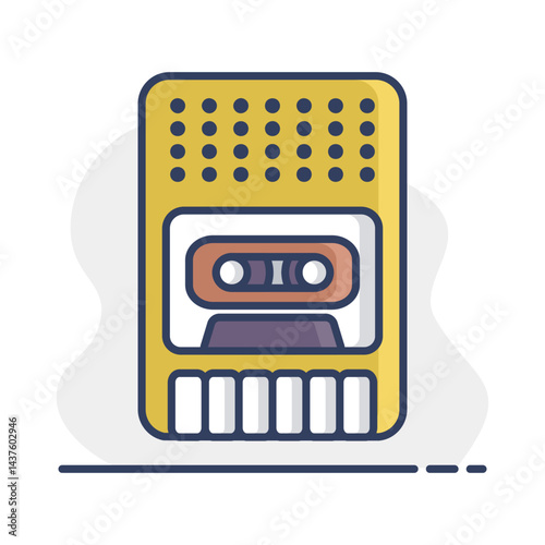Vintage audio tape recorder vector icon