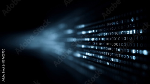 Abstract technology background featuring binary code and digital stream data