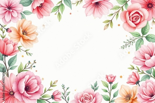 Delicate watercolor floral pattern, perfect for spring flyers , orchid, blossom, leaves