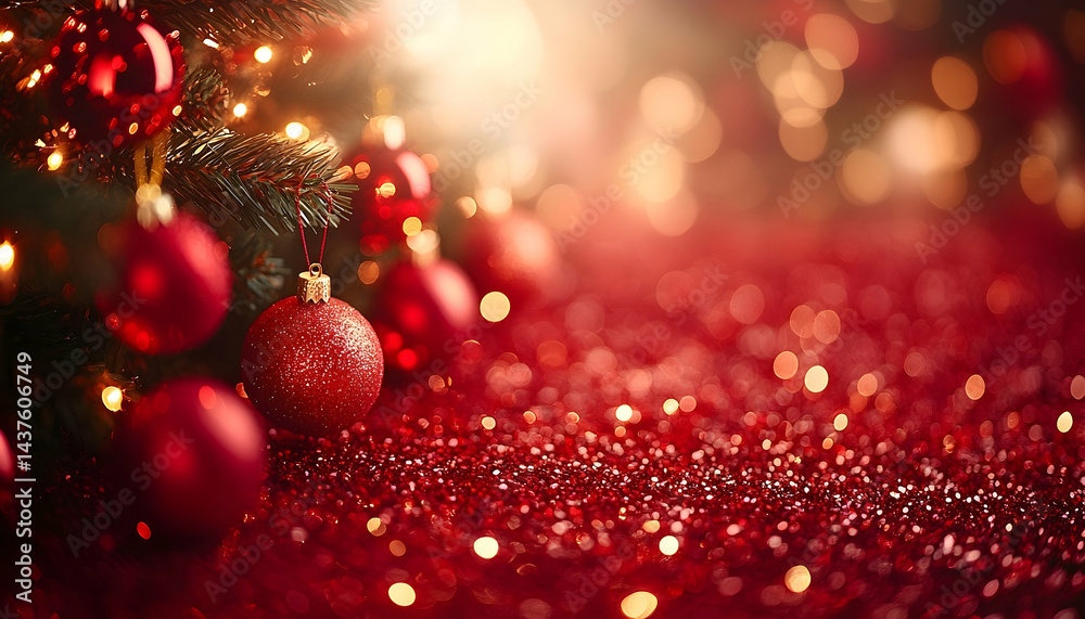 Red christmas decorations background image Red christmas decorations background image